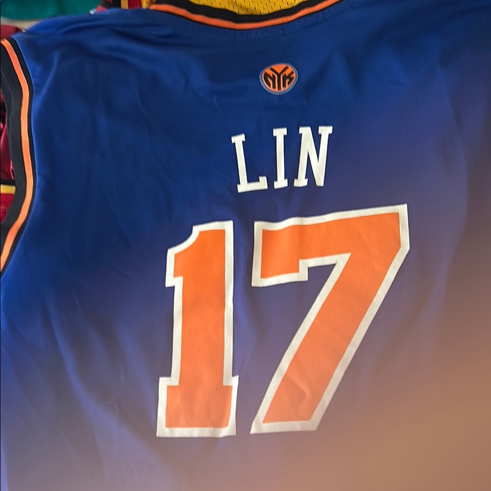 Blue Basketball Jersey with Orange Accents